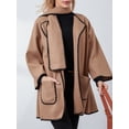 thumbnail image 6 of Women’s Loose Coat Turn Down Collar Open Front Cardigan Coat with Contrast Edge Scarf 2 Piece Set for Winter, 6 of 10