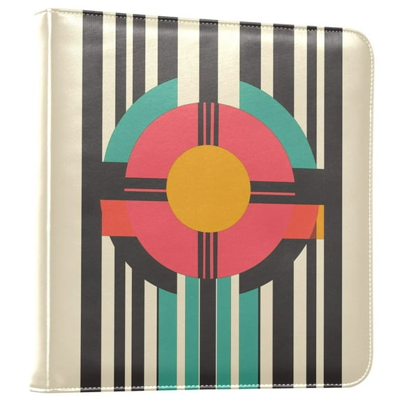 FORMRS 3 Ring Photo Album 4"x6" Self Adhesive Large Capacity PU Leather Cover, Geometric Circle