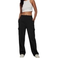 thumbnail image 3 of Womens Cargo Sweatpants Wide Leg Baggy Fleece High Waisted Sweats Pants Athletic Trousers with Pockets 2023, 3 of 11