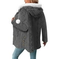 thumbnail image 3 of Maplenight Hooded Fleece Jacket for Women Button Down Thermal Winter Coat Casual Soft Fall Teddy Outerwear Fuzzy Coats, 3 of 7