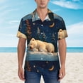 thumbnail image 4 of Lsque Starry Sky Sleep White Bear pattern Hawaiian Shirt for Men, Unisex Summer Beach Casual Short Sleeve Button Down Shirts-Small, 4 of 9
