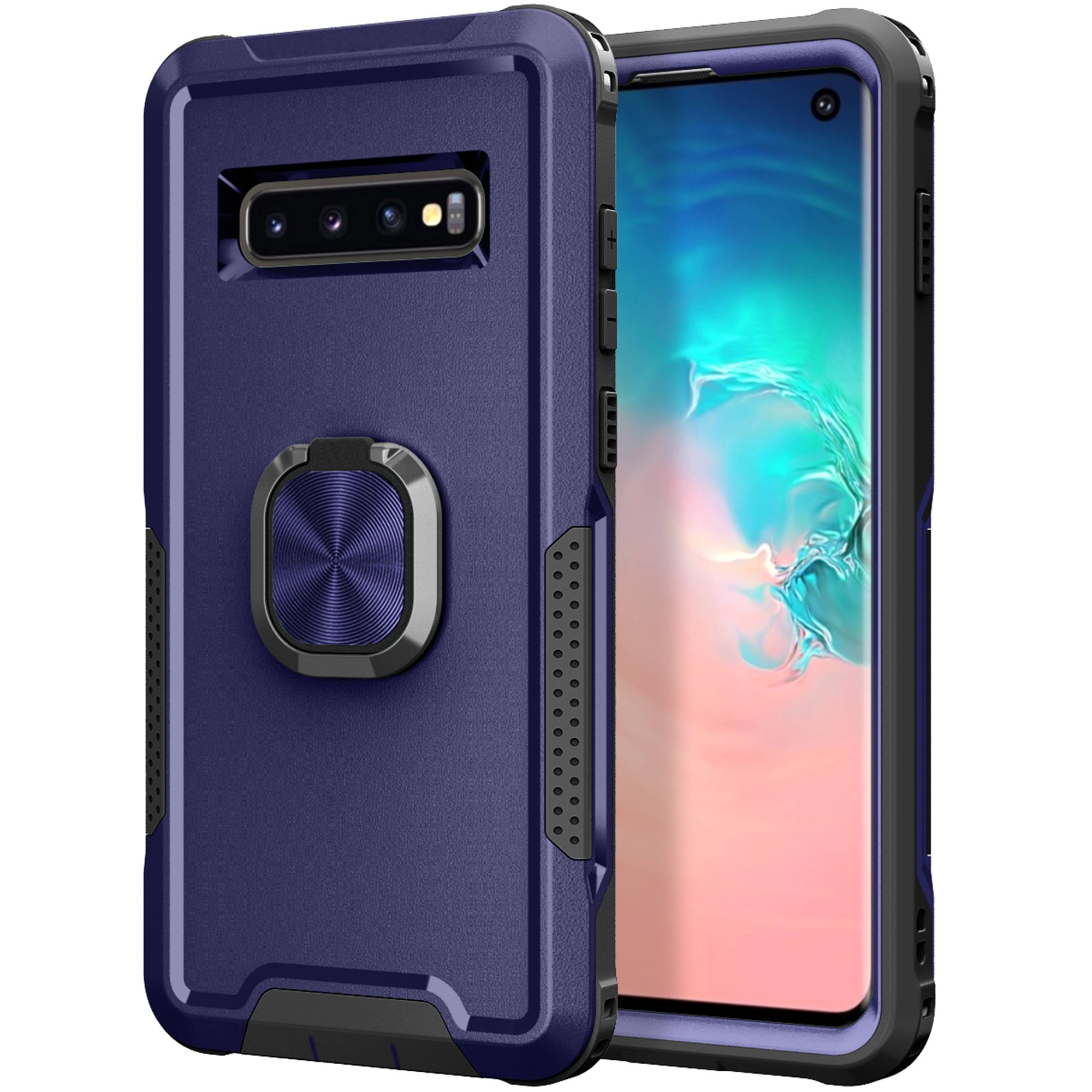 Darmen Rimpelingen Westers Samsung Galaxy S10 Case, Dteck Hybrid Rugged Shockproof Case with Ring  Holder Kickstand, Compatible with Magnet Car Mount, Support Wireless  Charging For Samsung Galaxy S10, Black - Walmart.com