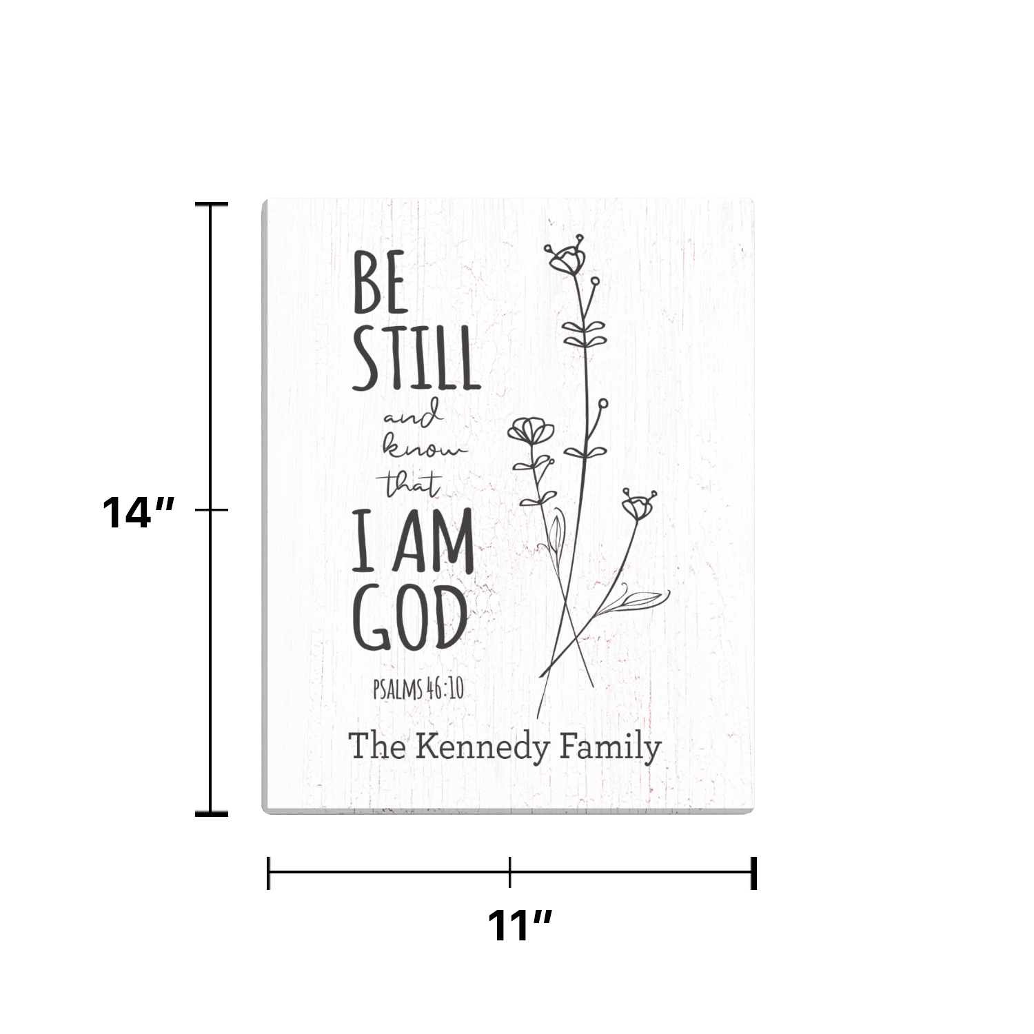 Personalized Planet Be Still and Know That I Am God PSALMS 46:10 Spiritual Canvas Wall Art Print on Wood Frame with Custom Name - Ready to Hang in Kitchen Office Family or Living Room, 11x14