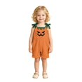 thumbnail image 3 of Shadoumai Halloween Romper Themed Casual Pumpkin Face Dungarees For Girls Romper Jumpsuit, Playful Adjustable Straps Daily Clothes Romper, 3 of 7