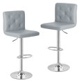 thumbnail image 2 of Peatuk Set of 2 Bar Stools, Elegant PU Leather Counter Height Adjustable Swivel Stool with Back, Gray, 2 of 8