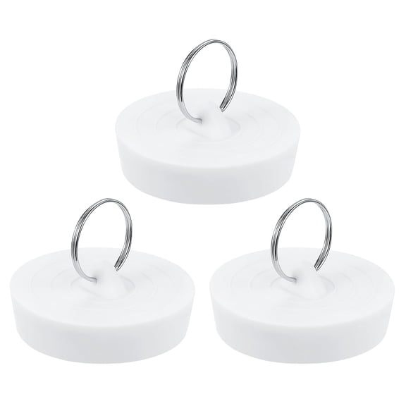 Uxcell 3 Pack Rubber Sink Plug, Bathtub Drain Stopper Fit for 2" to -2-1/16", White
