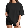 thumbnail image 2 of LWavelet Women's Oversized T-Shirt Short Sleeve Tops Round Neck Casual Loose Comfy Summer Tee Black XS, 2 of 6