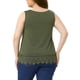 thumbnail image 3 of Camisetas sin mangas de talla grande GRACE & GRANDEUR para mujeres, blusas de encaje con cuello redondo y corte fluido 2X color verde militar, 3 of 6