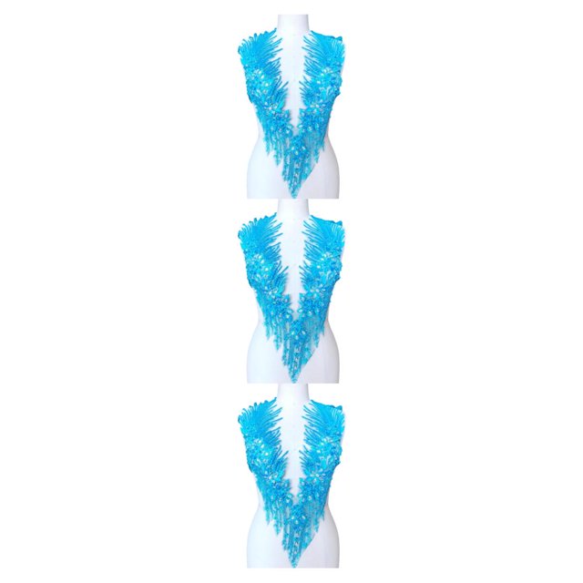 maskred Sturdy And Durable Lace Applique With 3D Beads And Rhinestones With Materials Are Sturdy And Durable Multiple Colors light blue A 3Set