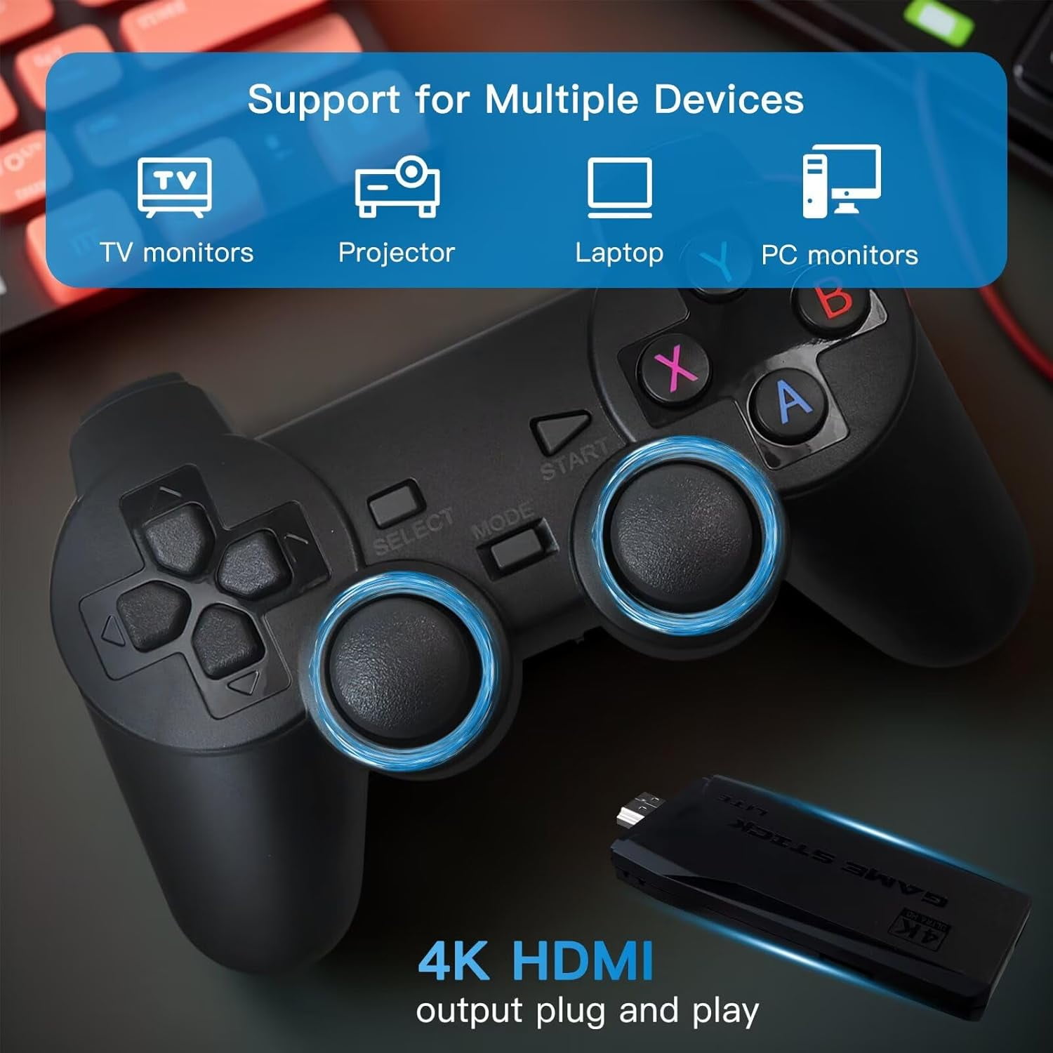 Console Rétro Gaming – Plus De 20 000 Jeux Classiques, 2 Manettes Sans Fil, Sortie HDMI 4K – Plug & Play Pour TV Familiale - 2