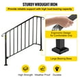 thumbnail image 5 of VEVORbrand Handrail for Stairs Fits 3 or 4 Steps Outdoor Handrail Rail Height adjustable Wrought Iron Handrail, Matte Black, 5 of 10