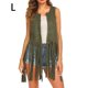 thumbnail image 2 of Qarigey Mujeres sin mangas frente abierto estilo occidental transpirable borlas chaleco cintura retracción Cardigan chaleco para diario Accesorios de disfraces verde L Qarigey AP009615-18B, 2 of 6