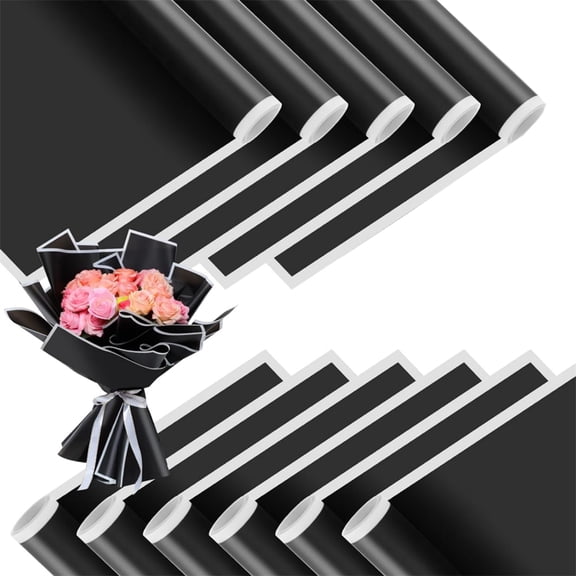 Topboutique 10 Sheet Bouquet Wrapping Papers Black White Flower Packaging Paper Waterproof Floral Paper DIY Florist Supplies for Birthday Christmas Valentine's Day Graduation
