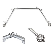 Domovina Curve 13/16" Bay Window Single Curtain Rod-Color:Satin Nickel