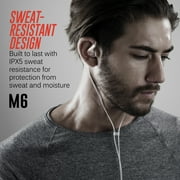 MEE audio M6 Sport IPX5 Sweat & Water Resistant In Ear Earbud with Carrying Case & Shirt Clip, Clear