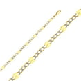 thumbnail image 1 of Ioka - 14K Yellow Solid Gold 4.8mm Stamped Figaro 3+1 White Pave Chain Necklace with Lobster Clasp - 24", 1 of 4