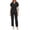 Black, variant on CareWardrobe Womens Scrubs Set Comfort Fit V-Neck Tunic Tops and Elastic Waist Joggers with Pockets Easy Care Uniforms