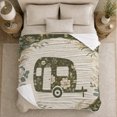 thumbnail image 4 of Rustic Camper Trailer Botanical Garden Scene Autumnal Camping, Rustic Camping Scene, Warm Flannel Blanket for Ranch House and Living Room, Outdoor Lovers Camping Gift, Rustic Home Decor, 4 of 7