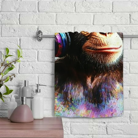 

ZFLMY Monkey Headphones Music Funny Kitchen Towels 100% Polyester Hand Towel for Kitchens Bathrooms Showers 29.5x13.8 inches 29.5x13.8in