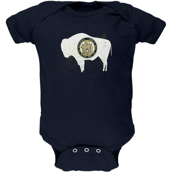 Born and Raised Wyoming State Flag Soft Baby One Piece Navy 3-6 M