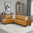 thumbnail image 3 of MAYEERTY 97" Faux Leather 3-Piece Modern Sectional Couch Living Room Sofa Set，Ginger, 3 of 4