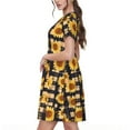 thumbnail image 2 of Fotbe Vintage Black White Plaid Sunflowe Pattern Dress Casual Womens Fashion Short Sleeve Maxi Dress T Shirt Dress Striped Long Color Block Maxi Dress, 2 of 6