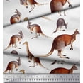 thumbnail image 2 of Soimoi White Poly Georgette Fabric Kangaroo & Giraffe Animal Decor Fabric Printed Yard 52 Inch Wide, 2 of 3