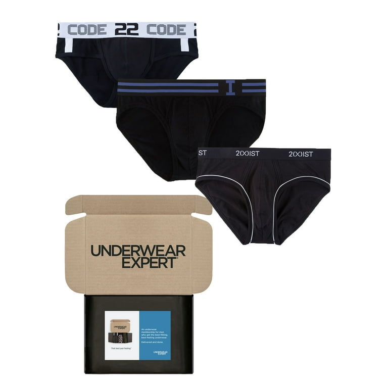 Underwear Expert Men's Briefs Curated Mystery Box, 3 Pairs