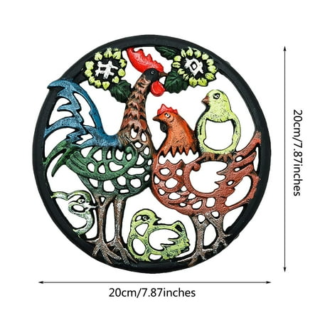 

Xipoxipdo Dinner Plate Mat Iron Arts Pan Anti-Insulation Mat Five Chickens Style Tableware Mat Bowl Mat Pot Mat Kitchenware，Rooster Iron Plate Mat