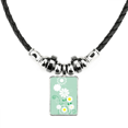 thumbnail image 1 of el pétalo de flor, plantas de hojas verdes collar a mano colgante de cuerda de cuero Unbranded M, 1 of 3