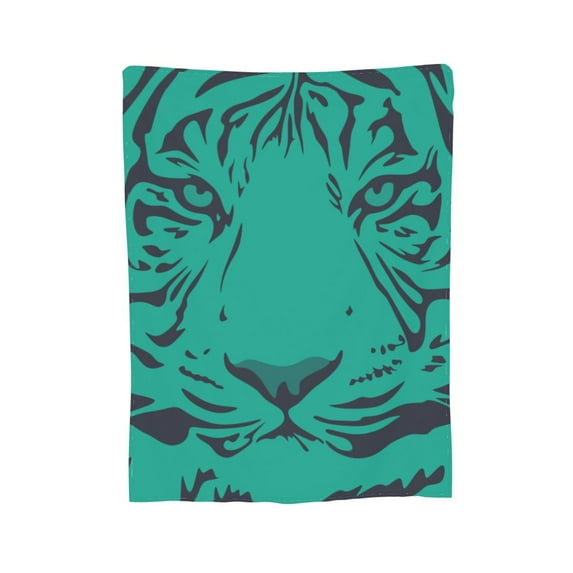 XMXY Fleece Throw Blanket for Couch, Tiger Texture Pattern Green Black Lightweight Plush Fuzzy Cozy Soft Bed Blankets and Throws for Sofa, 80"x60" inches