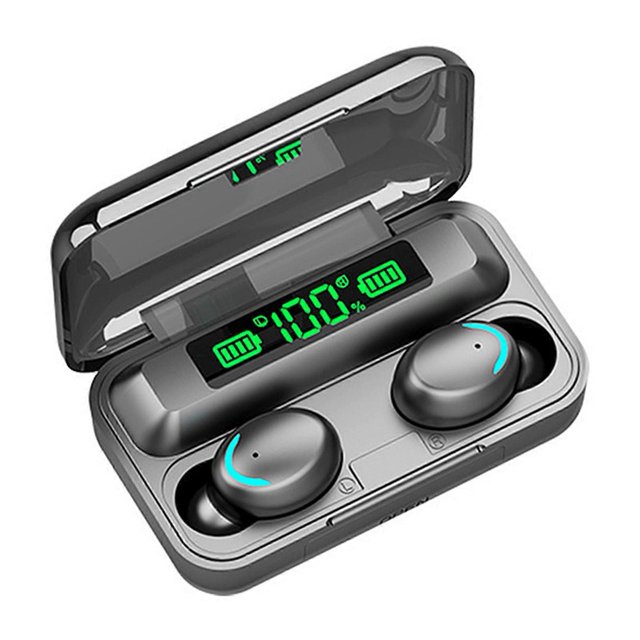True Wireless BT Headphone In-ear Sports Earbuds with LED Battery Display Screen Smart Touch Control Power Bank Function Black