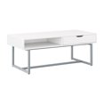 thumbnail image 1 of Table basse d'intérieur CorLiving Auston en bois d'ingénierie et acier avec 1 tiroir et compartiment, blanc, 1 of 9
