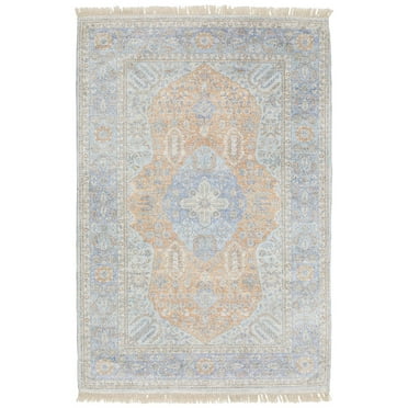 Oriental Weavers Malabar Hand-made Area Rug - 45301 - 10' x 13' - in Blue/ Red - Vintage Inspired, Hand-Made Rugs, Family, Dining, Living Room Rug