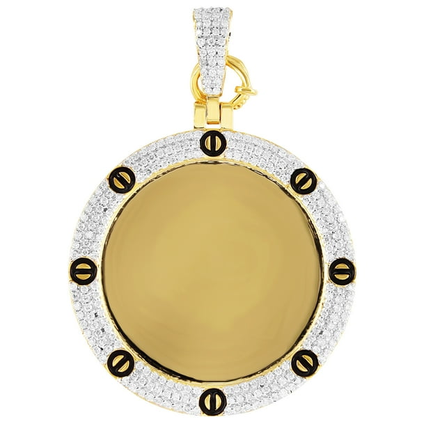 Master Of Bling 10k Gold Round Picture Pendant Custom Real Diamonds Memory Charm Com - Custom Picture Pendant 10k Gold