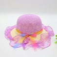 thumbnail image 2 of Fancifize Little Girls Straw Hat with Ribbon Summer Beach Sun Protection Hat Toddler Baby Outdoor Bucket Hats 3-7Y, 2 of 3