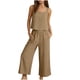 thumbnail image 1 of Mujer Pantalones Casual Dos Piezas Conjunto Cuello Redondo Blusa sin Mangas con Pantalones de Bolsillo de Ajuste Suelto, Vestuario de Verano, 1 of 9