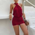 thumbnail image 6 of Sexy Halter Neck Backless Mini Dress for Women Sleeveless Ruched Bodycon Party Night Out Club Dresses, 6 of 8