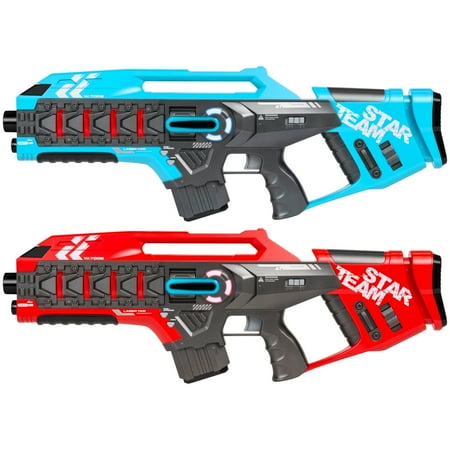 Best Choice Products Set of 2 Infrared Laser Tag Toy Guns with Life Tracker, Red/Blue