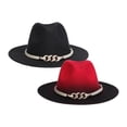 thumbnail image 1 of Sombrero Fedora de Moda Zulema 2 Piezas Negro y Rojo, 1 of 8