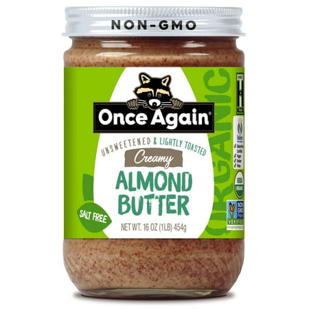 Once Again Organic Creamy Almond Butter Spread, 16oz Glass Jar