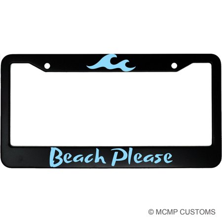 Beach Please Funny Aluminum Car License Plate Frame