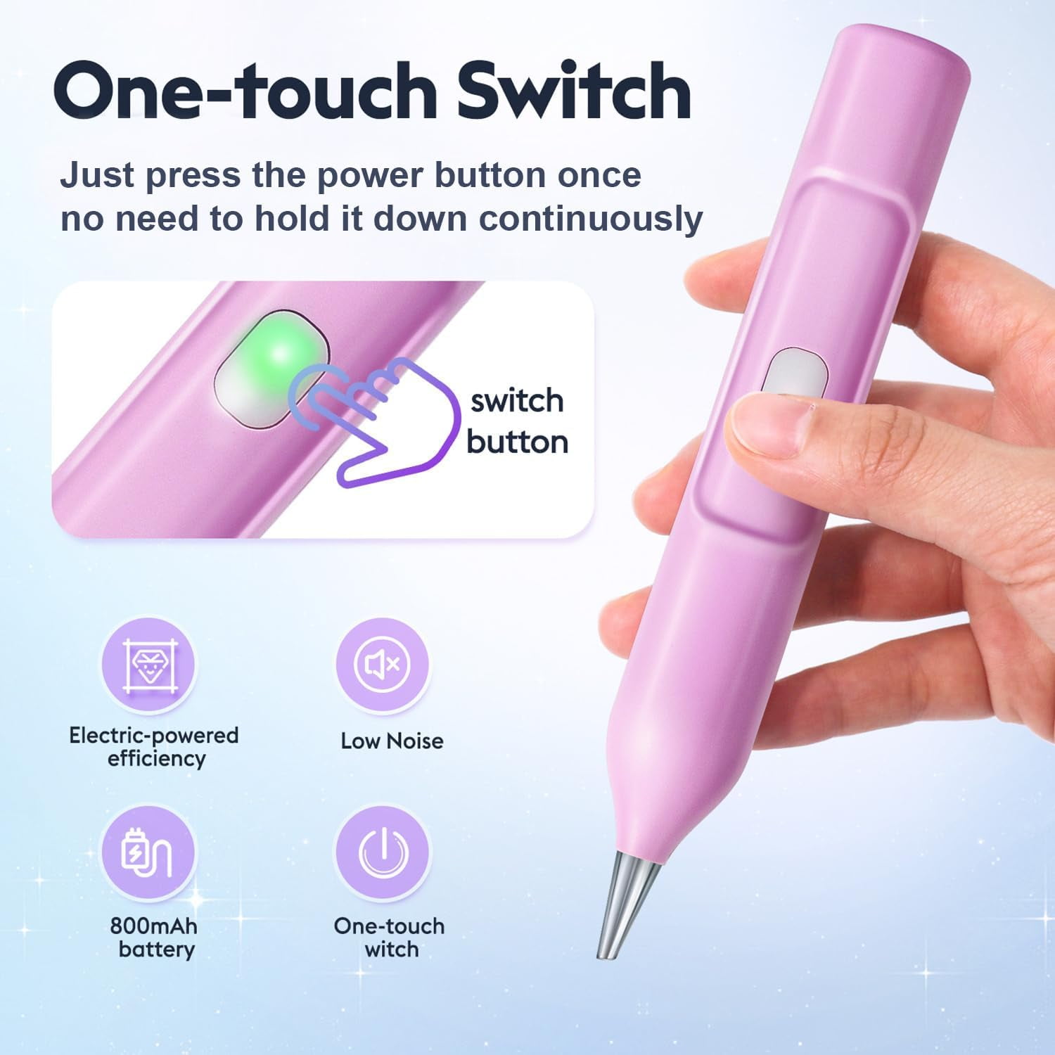 Diamond Painting Pen, Electric Diamond Painting Pen with Vacuum Technology, Diamond Art Vacuum Tools, Painter Vacuum Diamond Art Pen, Cordless, for DIY, Home Crafts & Holiday Gifts(Pink)