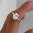 thumbnail image 5 of Cora Jewellery 3CT Double Prong Oval Moissanite Hidden Halo Engagement Ring For Women, 10K White Gold, 5 of 6