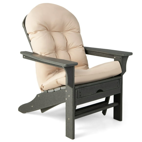 Gymax Set of 2 Patio Adirondack Chair Cushion High Back Fade Resistant 5'' Seat Pad Patio Beige