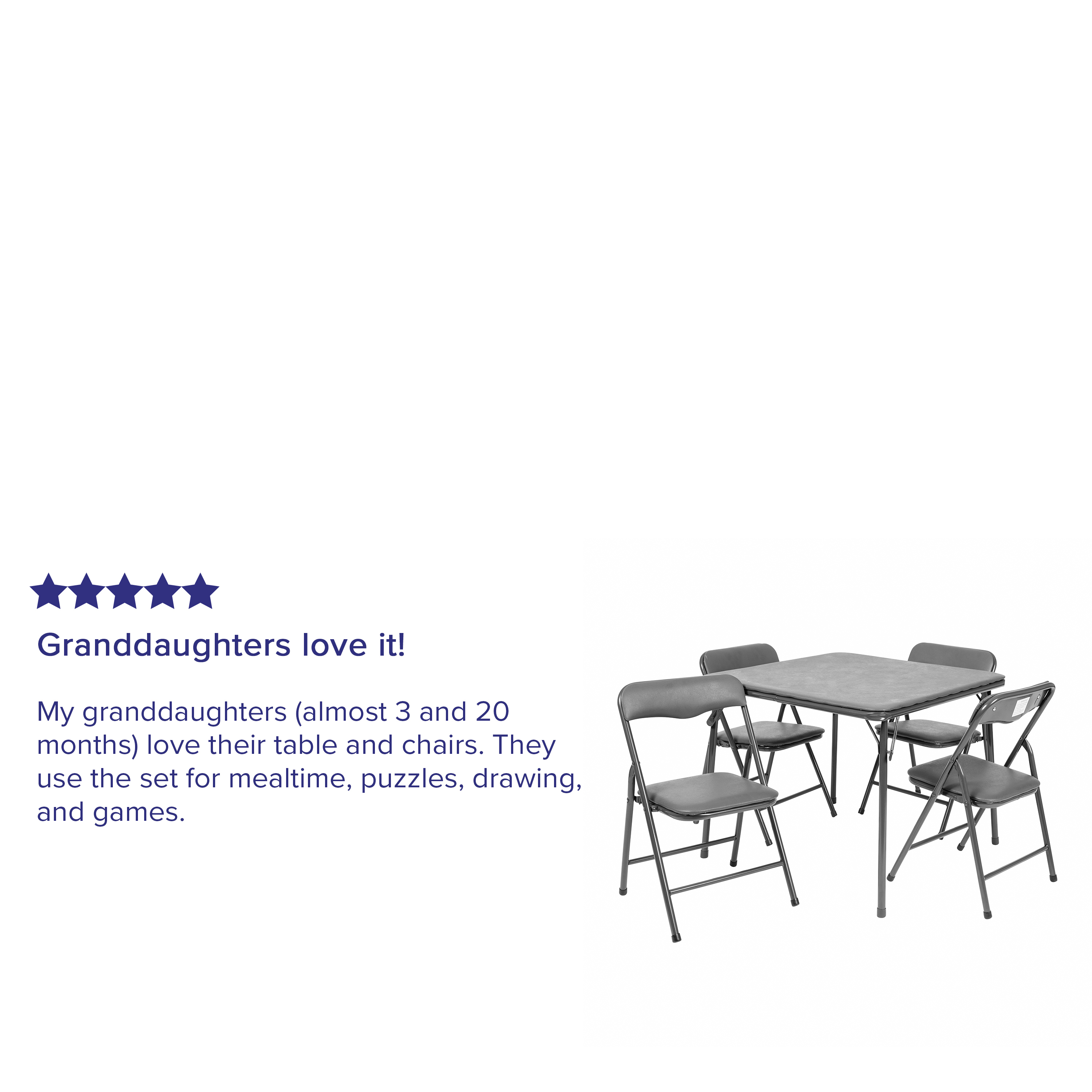 Emma + Oliver Kids Gray 5-Piece Folding Activity Table & Chair Set photo 5