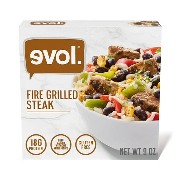 Evol Fire Grilled Steak Bowl Frozen Meal, 9 oz (Frozen)