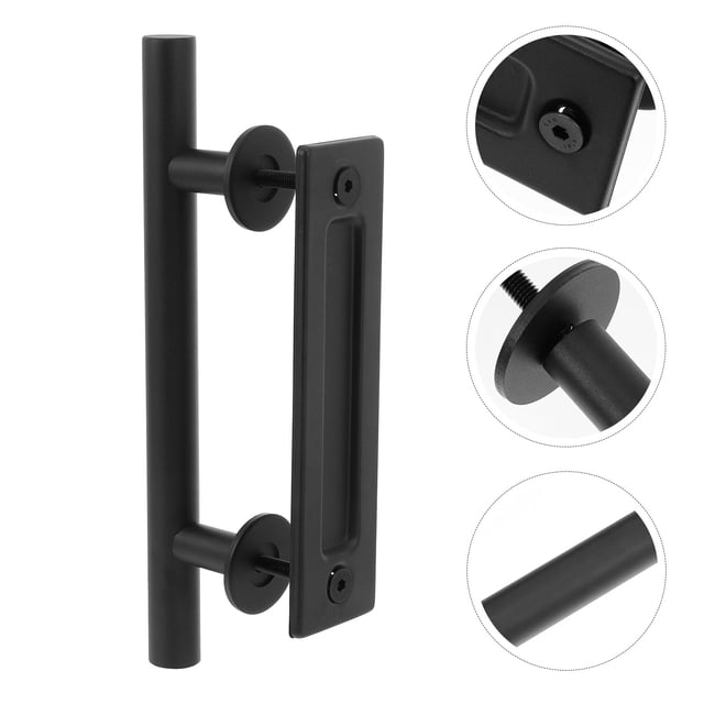 Minkissy 1Set Black Simple Design Garage Door Handle Durable Use Easy to Install