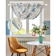 thumbnail image 3 of Waterfall Valances for Windows, Blue Beige Coastal Kitchen Sheer Valance Curtains, Summer Beach Starfish Coral Nautical Rustic Rod Pocket Swag Valances for Living Room Bedroom, 47.2"x38.5", 2 Panel, 3 of 8