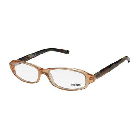 New Just Cavalli Jc372 Mens/Womens Designer Full-Rim Peach / Multicolor Glamorous Contemporary Hip Frame Demo Lenses 54-15-135 Spring Hinges Eyeglasses/Glasses